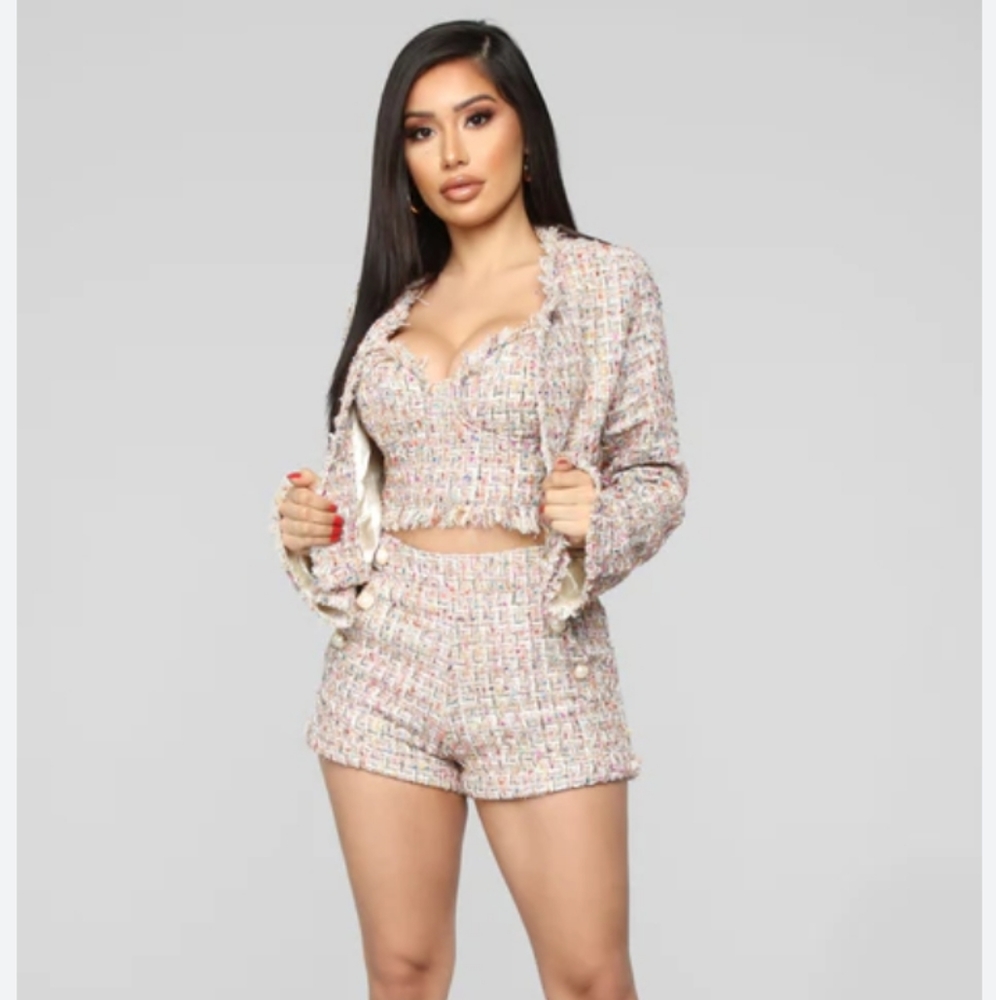 3 piece Tweed Shorts Set